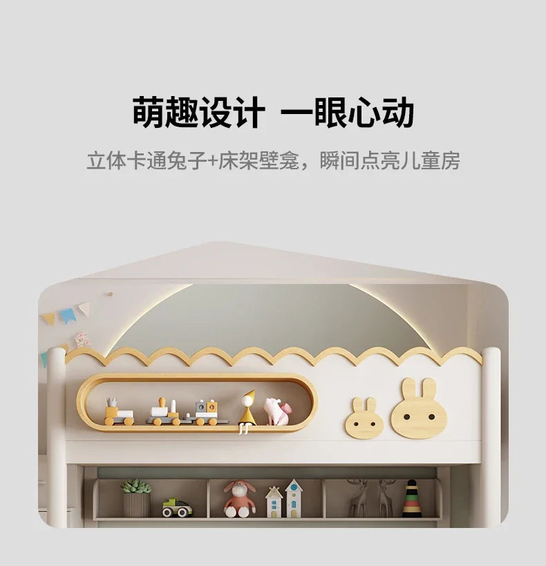 135x190cm Modern Bunk Full Size Bed Full Sizebed Frame Dorm Room Essential Loftbed With Desk Loft Beds Double Home Furniture