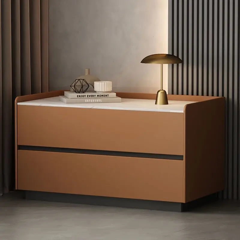 Solid Wood Nightstand No Assembly Large Drawer Hidden Handles Rounded Corners Safe Eco-Friendly Bedroom Furniture