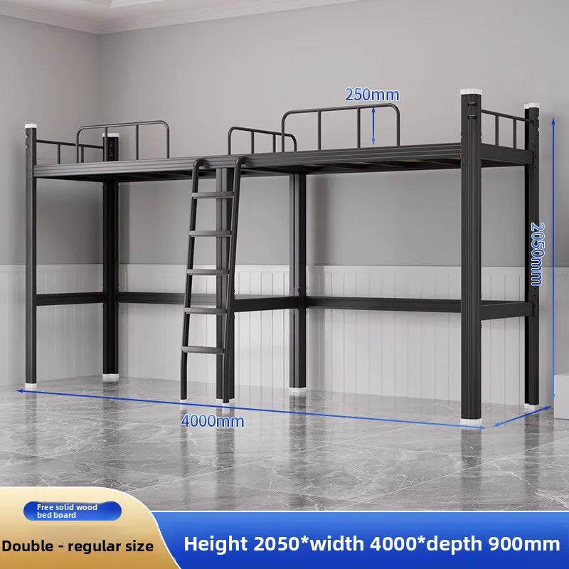 Upper Bed Lower Table Combined Bed College Dormitory Elevated Bed Small Apartment Household Wrought Iron Bed Apartment Bed
