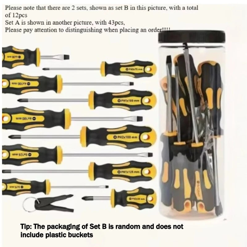 Upgraded Professional Screwdriver Set with Magnetic Bit Holder, Includes Slotted, Phillips, Hexagonal, Torx, and Precision Tools