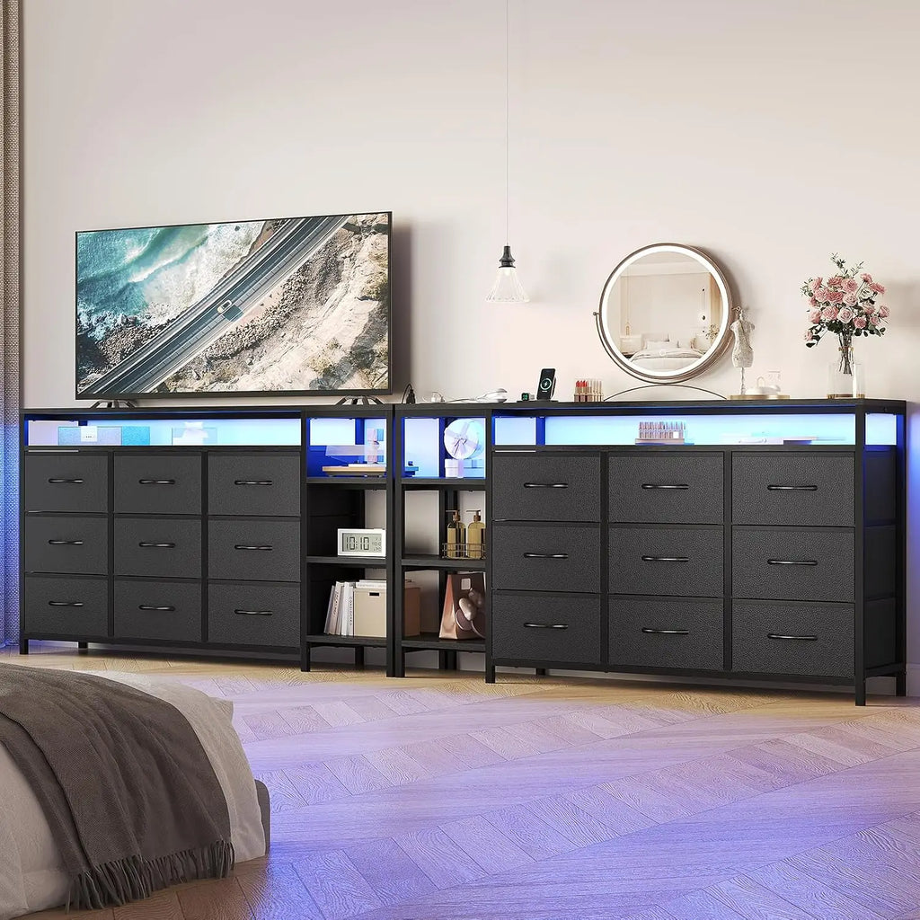 LED TV Stand Dresser 9 Drawers For 55 60 Inch Bedroom Storage, Customized