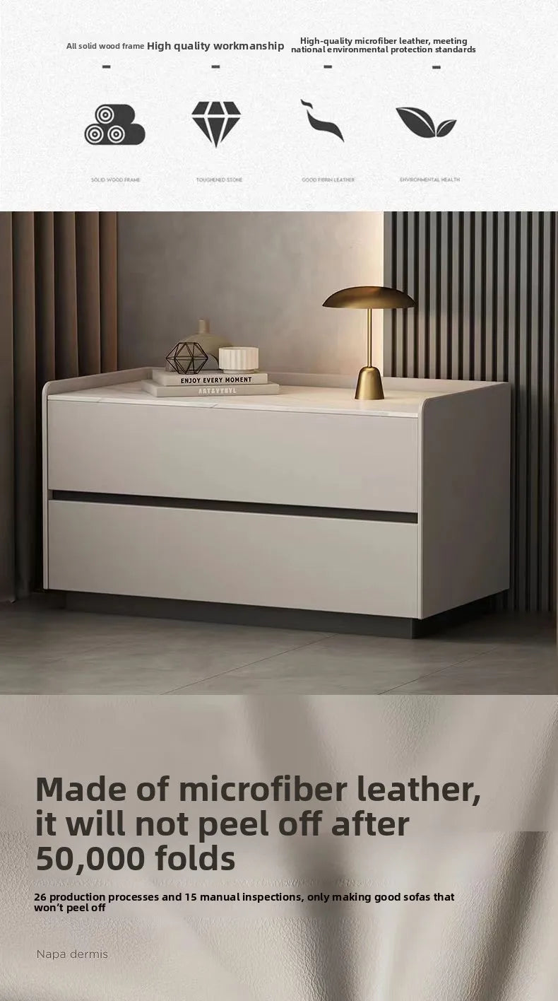 Solid Wood Nightstand No Assembly Large Drawer Hidden Handles Rounded Corners Safe Eco-Friendly Bedroom Furniture