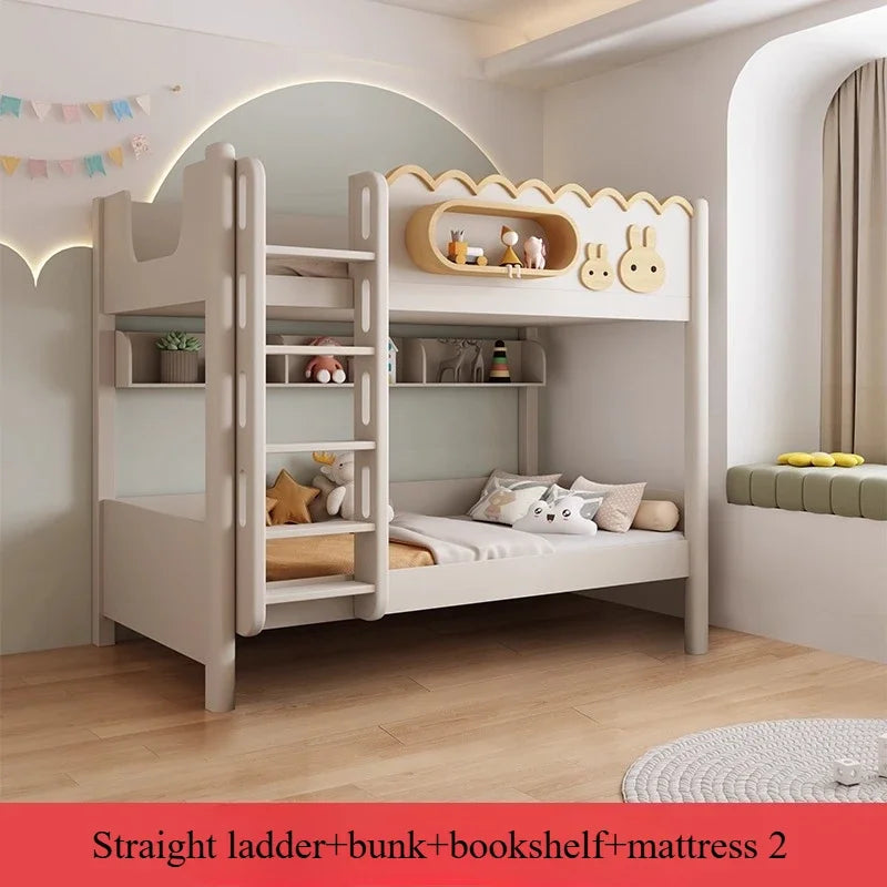 135x190cm Modern Bunk Full Size Bed Full Sizebed Frame Dorm Room Essential Loftbed With Desk Loft Beds Double Home Furniture
