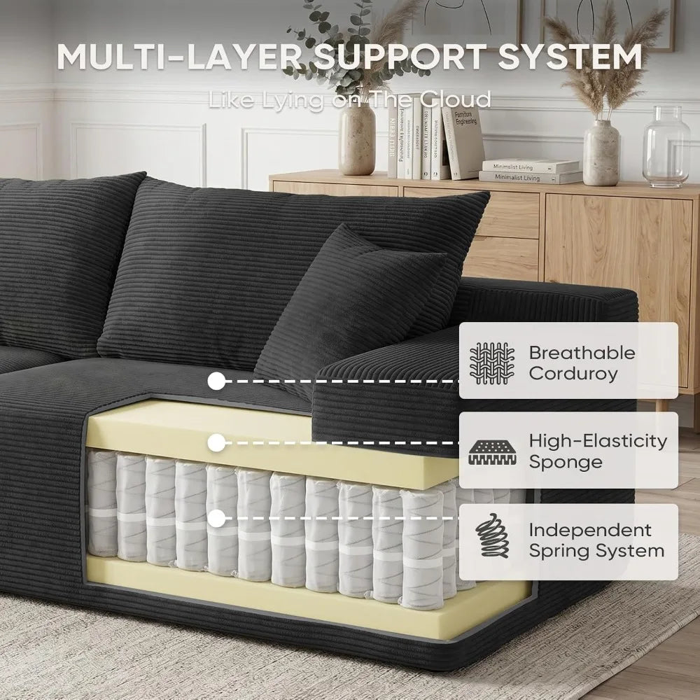 102.4" L-Shaped Boneless Cloud Modular Sectional Sofa With Chaise For Living Room, Customized