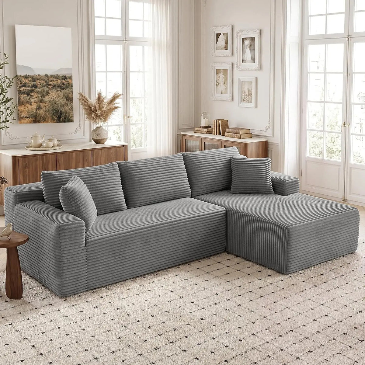 102.4" L-Shaped Boneless Cloud Modular Sectional Sofa With Chaise For Living Room, Customized