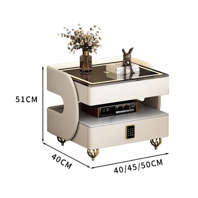 Modern Designer Nightstands With Lock Minimalist Premium Aesthetic Bedside Table Metal Legs Glamour Table De Nuit Furnitures