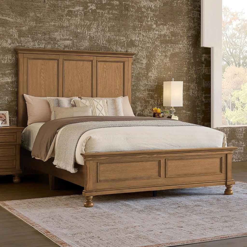 Solid Wood Queen Platform Bed Frame Traditional Style No Box Spring Needed, Customized