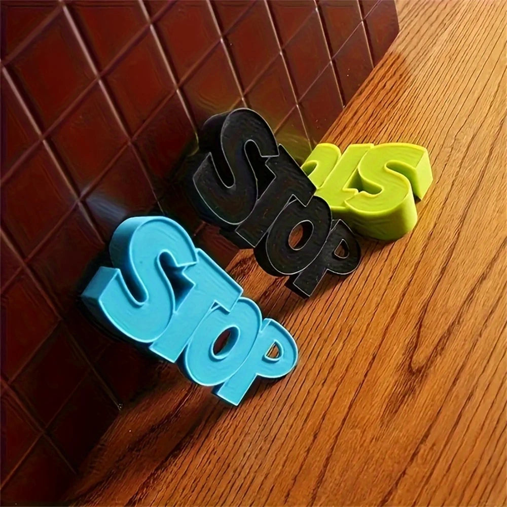 1 Practical Household Door Stopper with English Letter Stop, Creative and Safe Silicone Door Stopper