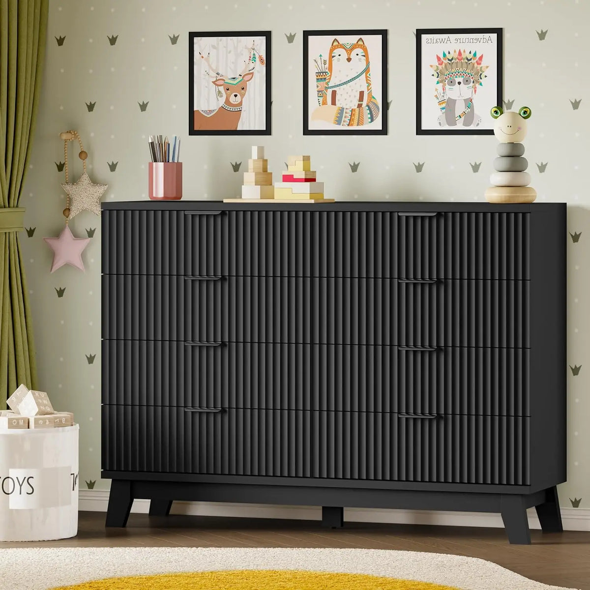 53" 8-Drawer Dresser, Modern Wood Highboy With Metal Slides & Handles, Anti-Tip Kit, Storage For Bedroom Closet, Customized