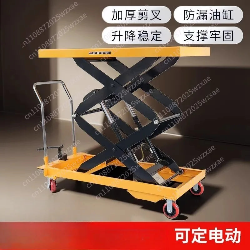 Manual Lifting Platform Truck Scissor Hydraulic Lift Loading and Unloading Truck Small Lifting Table Trailer