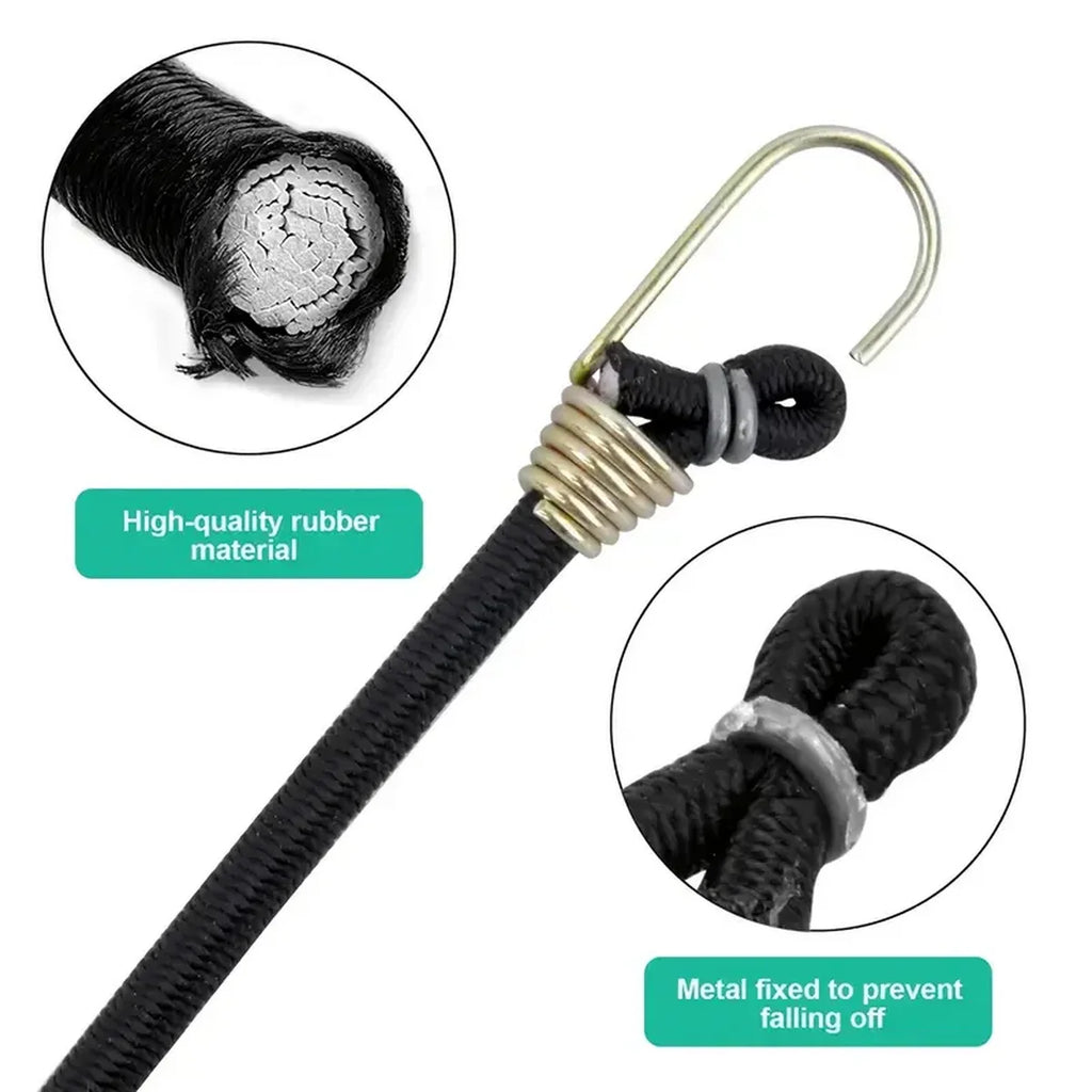 3/6pcs Heavy Duty Black Bungee Cords with Hooks - 6 Pack - Durable Elastic Straps for Securing Cargo and Outdoor Use