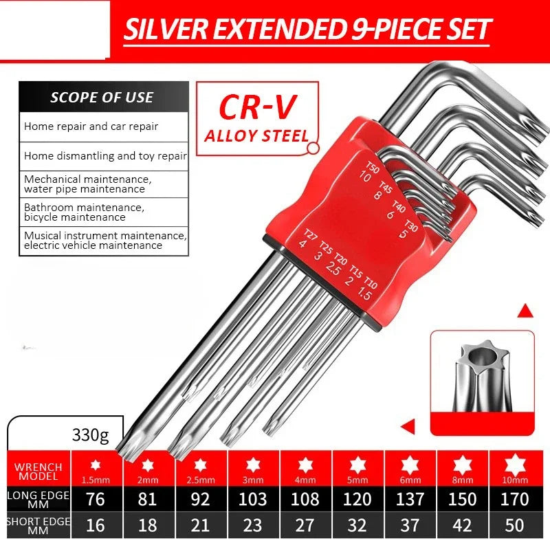 Allen Key Set，Allen Hex Wrench Screwdriver Set With Sleev Universal Torque Long Metric,for Motorcycles, Bicycles