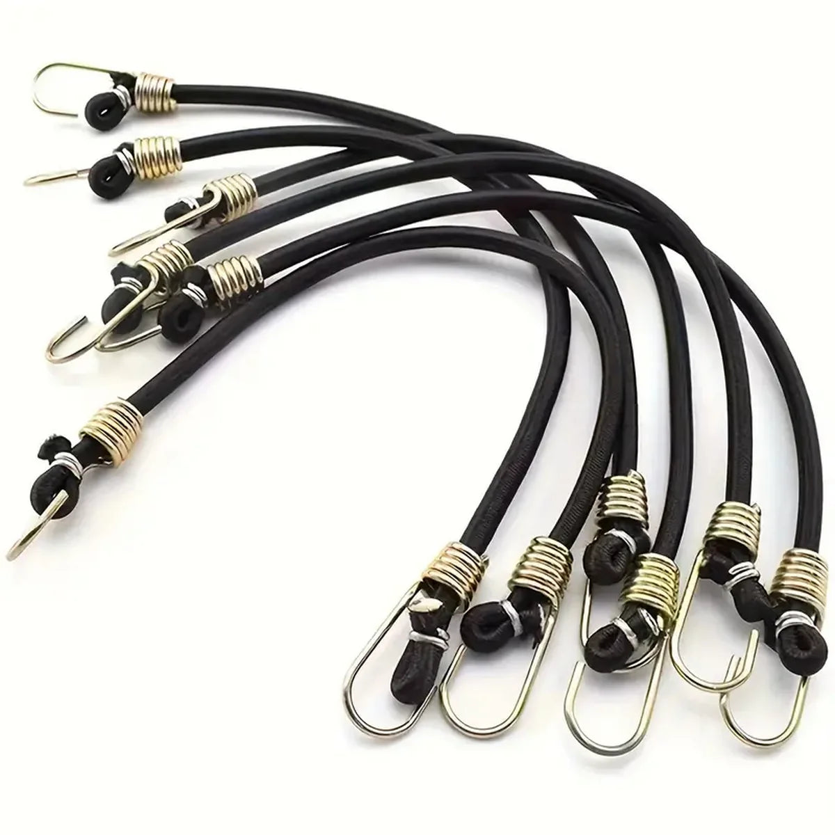 3/6pcs Heavy Duty Black Bungee Cords with Hooks - 6 Pack - Durable Elastic Straps for Securing Cargo and Outdoor Use