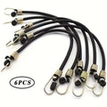 3/6pcs Heavy Duty Black Bungee Cords with Hooks - 6 Pack - Durable Elastic Straps for Securing Cargo and Outdoor Use