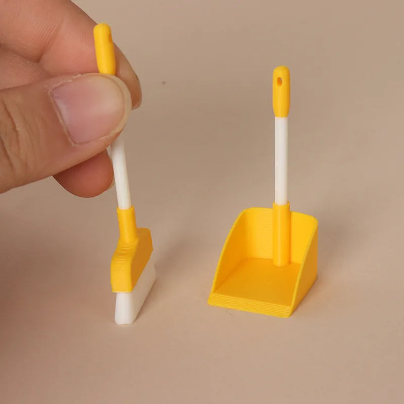 1:12 Dollhouse Mini Cleaning Tools Set Broom 1set Model Dustpan Simulation Scene Accessories Miniature Home Decor Decoration