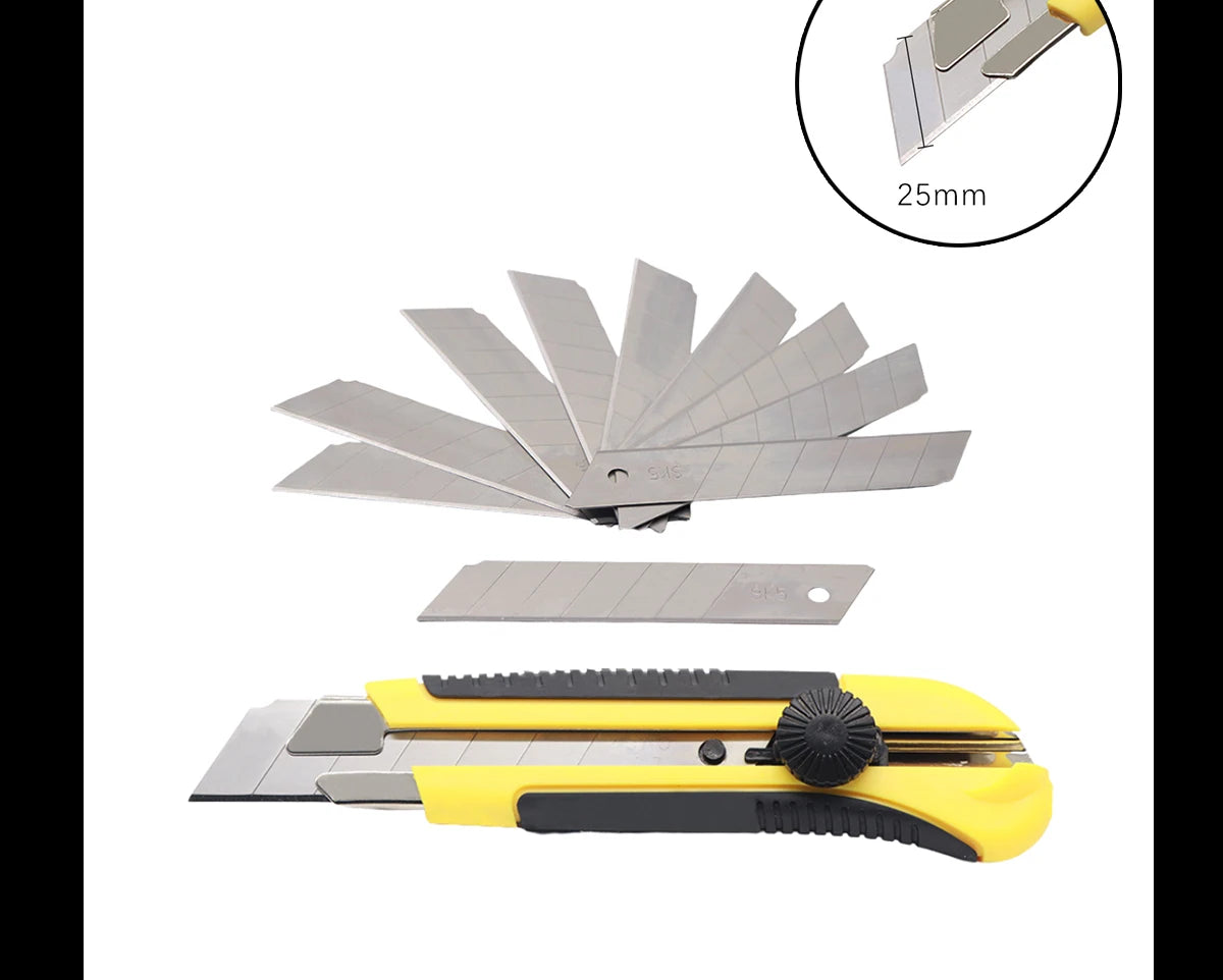 25mm Utility Knife SK5 Stainless Steel Blade Retractable Knife Box Cutter Snap-off Pocket Utility Knives DIY Art Outdoor TOVIA