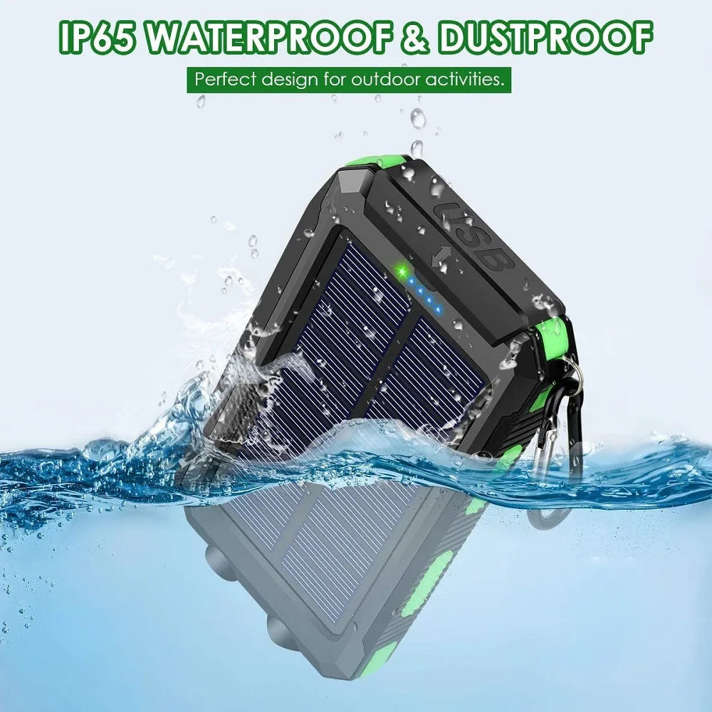 Solar Power Bank 80000mAh Portable Charging Poverbank External Battery Charger Strong Light LDE Light for All Smartphones