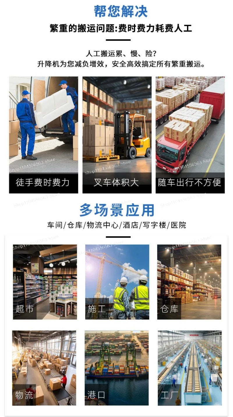 Electric Lift Trolley Electric Hydraulic Lift Portable Truck Handling Scissor Fork Mobile Flatbed Truck