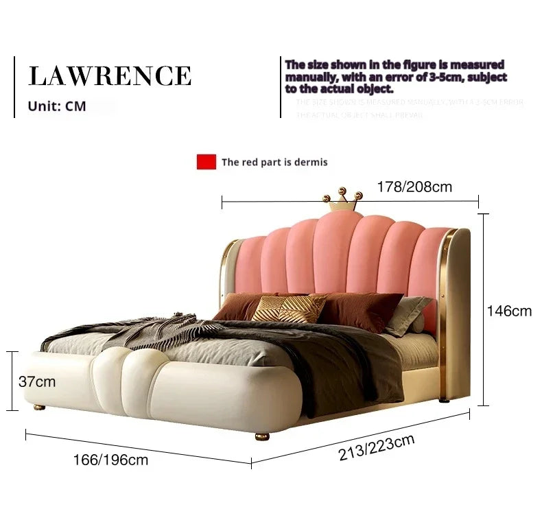 Modular Designer Aesthetic Bed Frame King Size Queen Double Bed Frame White Faux Leather Camas Matrimonial Bedroom Furniture
