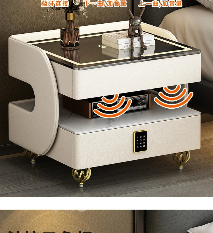 Modern Designer Nightstands With Lock Minimalist Premium Aesthetic Bedside Table Metal Legs Glamour Table De Nuit Furnitures