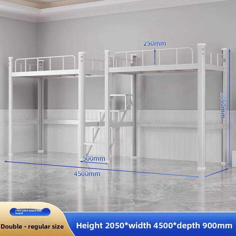 Upper Bed Lower Table Combined Bed College Dormitory Elevated Bed Small Apartment Household Wrought Iron Bed Apartment Bed