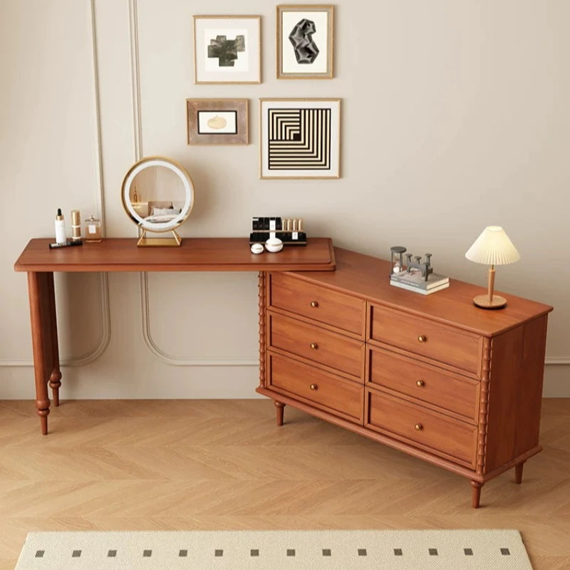 Black Double Dresser Makeup Vanity Vintage Drawers Wooden Long Makeup Vanity Luxury Storage Postazione Trucco Rome Furniture