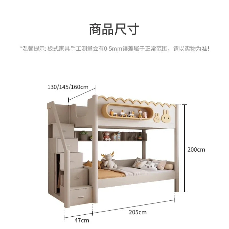 135x190cm Modern Bunk Full Size Bed Full Sizebed Frame Dorm Room Essential Loftbed With Desk Loft Beds Double Home Furniture