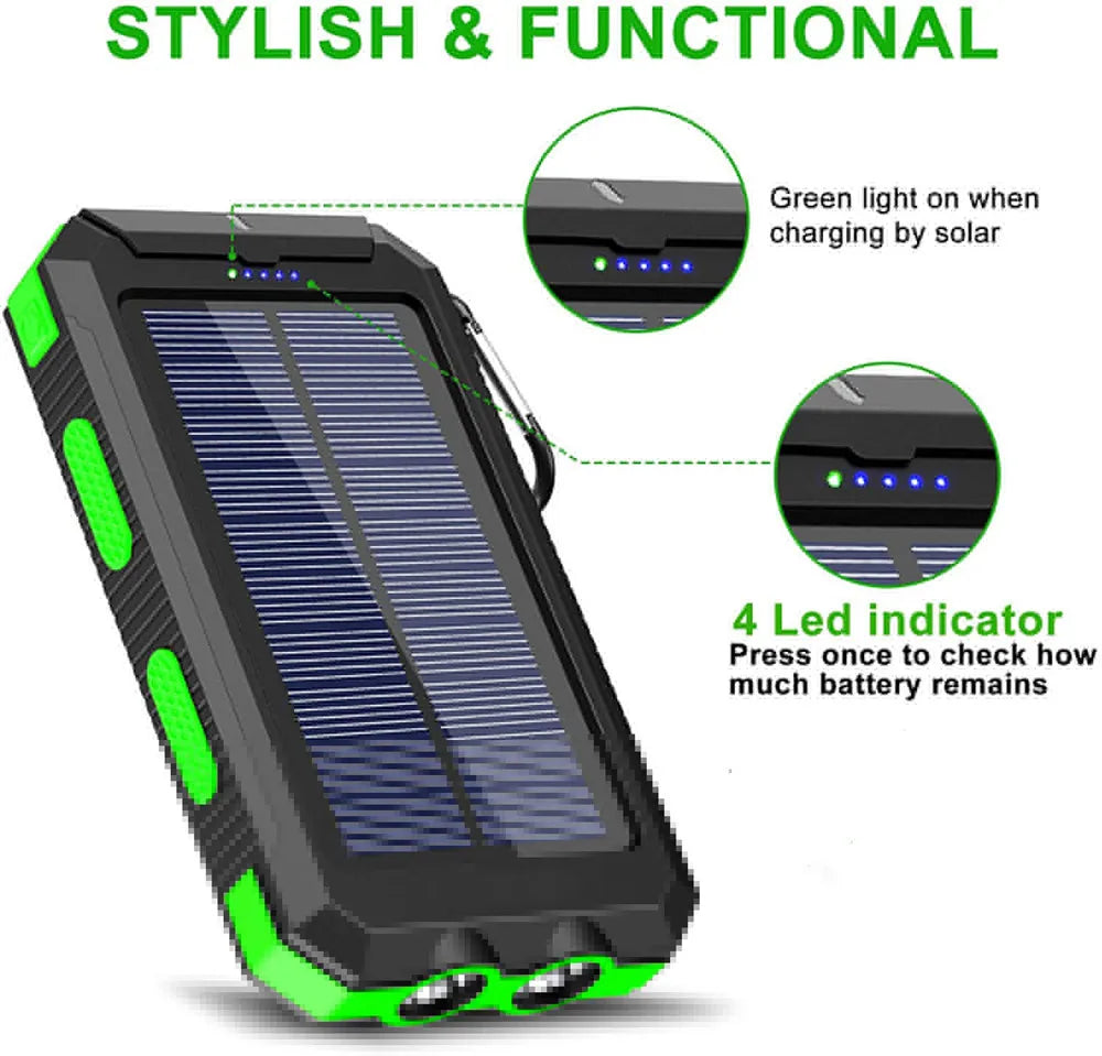 Solar Power Bank 80000mAh Portable Charging Poverbank External Battery Charger Strong Light LDE Light for All Smartphones