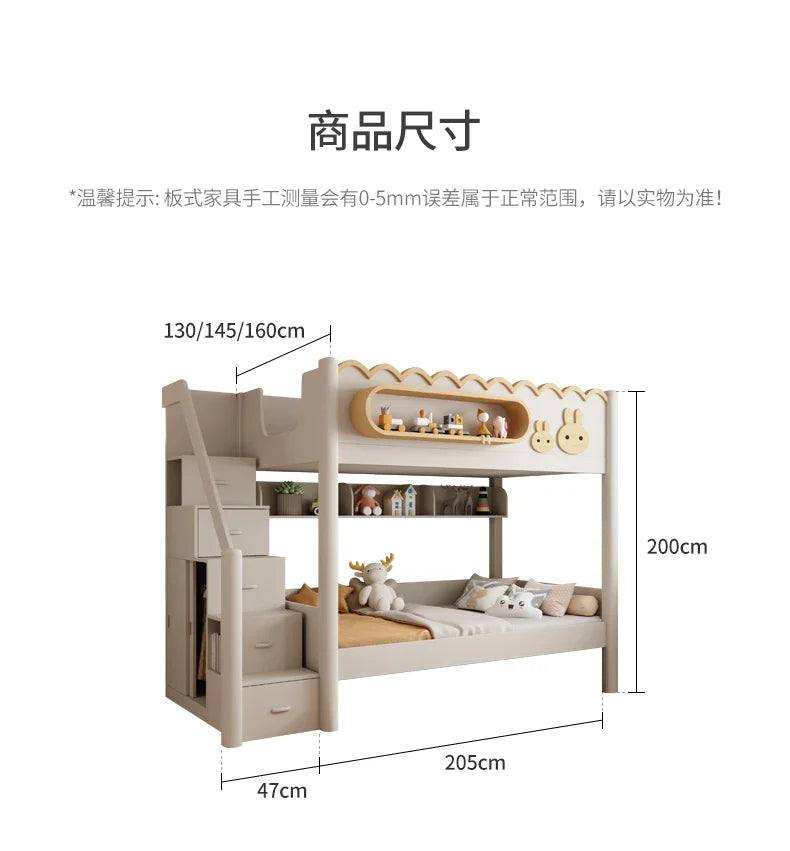 135x190cm Modern Bunk Full Size Bed Full Sizebed Frame Dorm Room Essential Loftbed With Desk Loft Beds Double Home Furniture