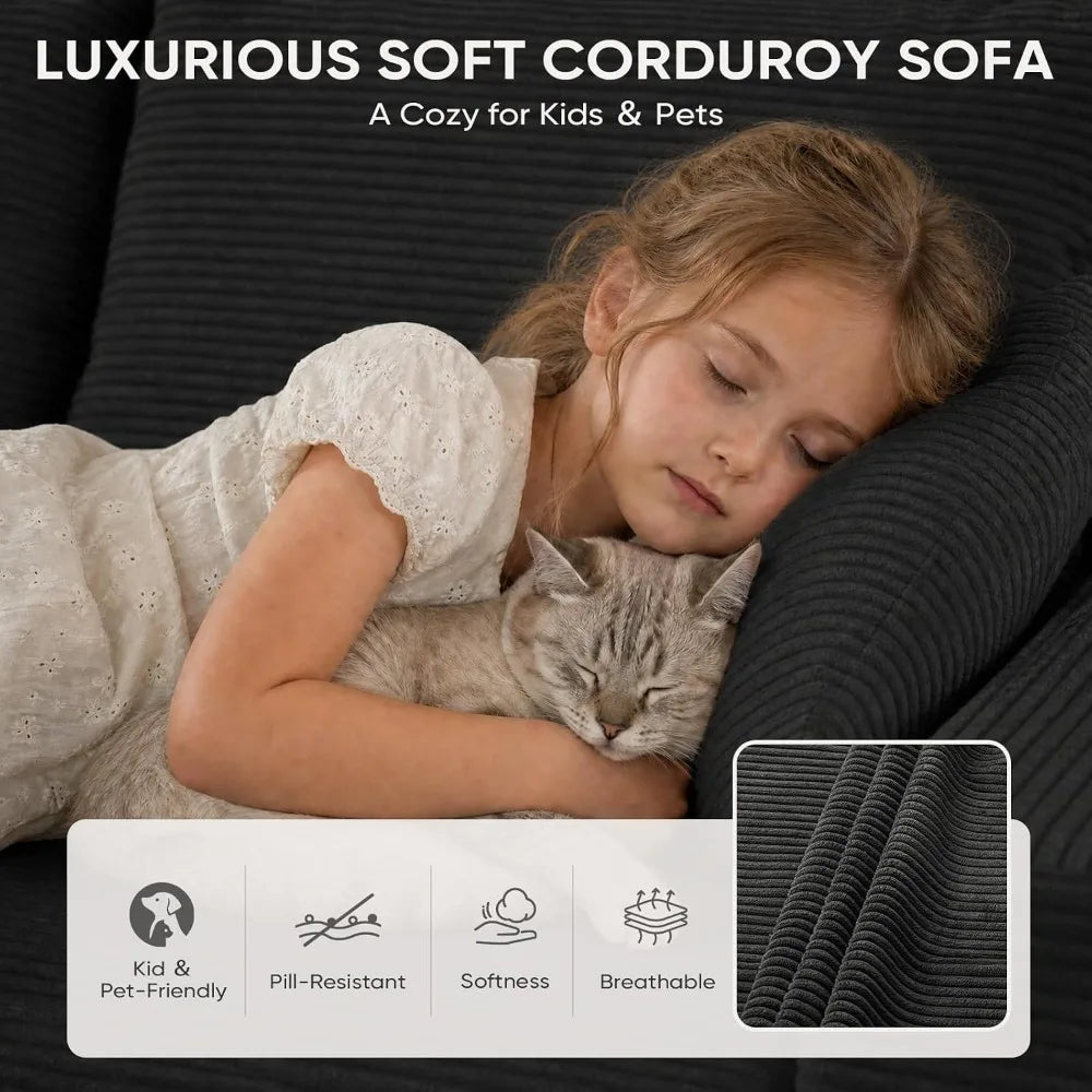 102.4" L-Shaped Boneless Cloud Modular Sectional Sofa With Chaise For Living Room, Customized