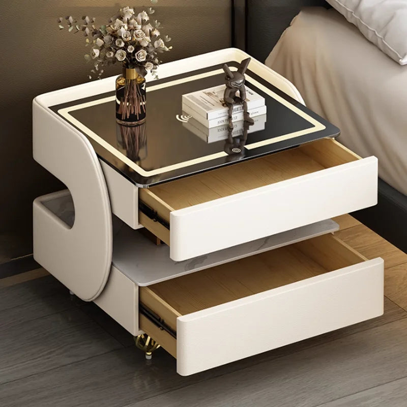 Modern Designer Nightstands With Lock Minimalist Premium Aesthetic Bedside Table Metal Legs Glamour Table De Nuit Furnitures