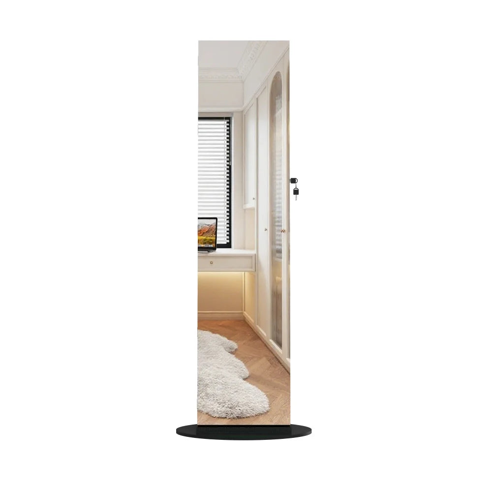 Dresser Jewelry Makeup Movable Rotation Big Mirror Lock Vanity Table Large Storage For Bedroom