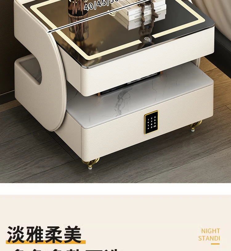Modern Designer Nightstands With Lock Minimalist Premium Aesthetic Bedside Table Metal Legs Glamour Table De Nuit Furnitures