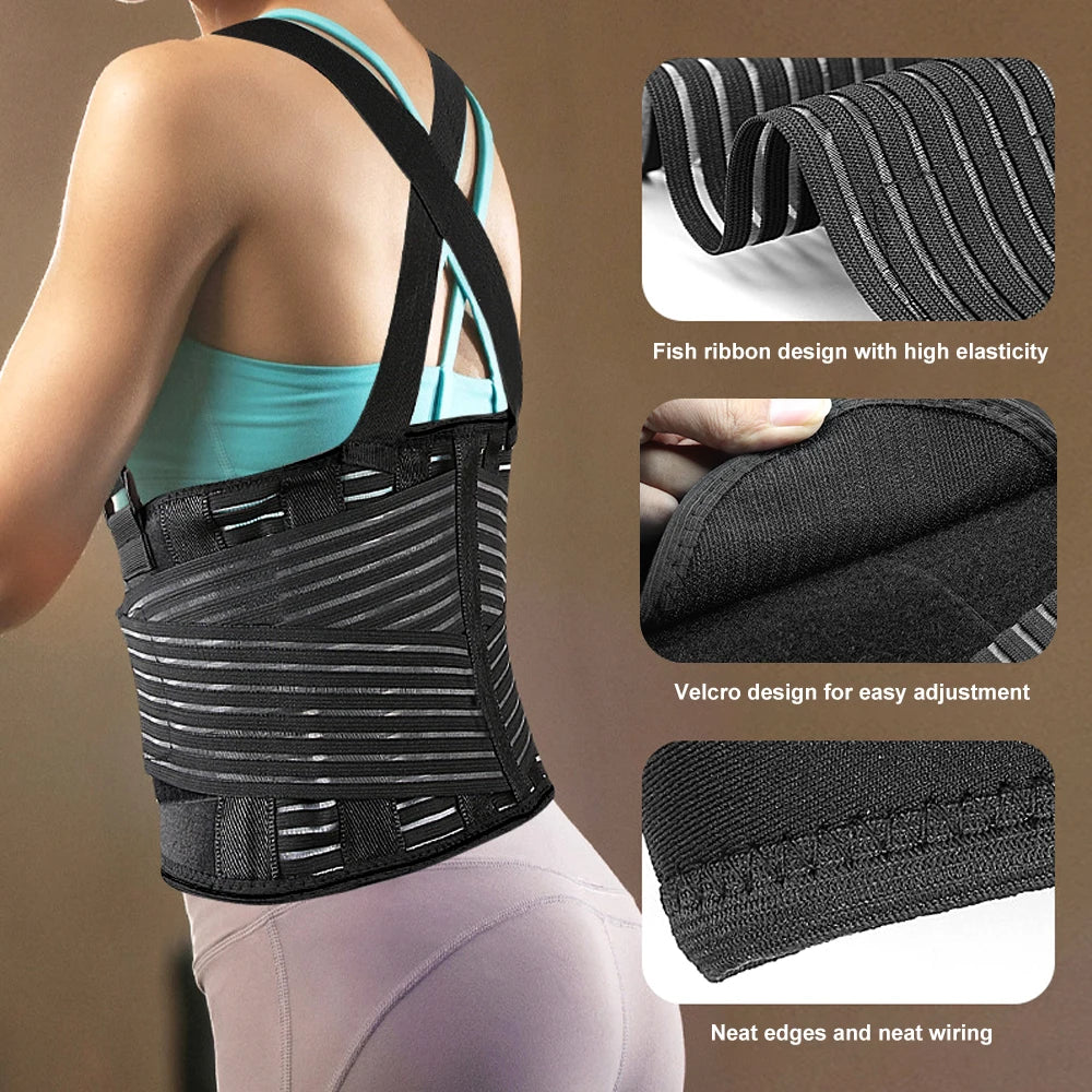 1PC Heavy-Duty Back Brace for Men & Women – Lower Back Support for Lifting, Pain Relief, and Posture Correction – Ideal for Work