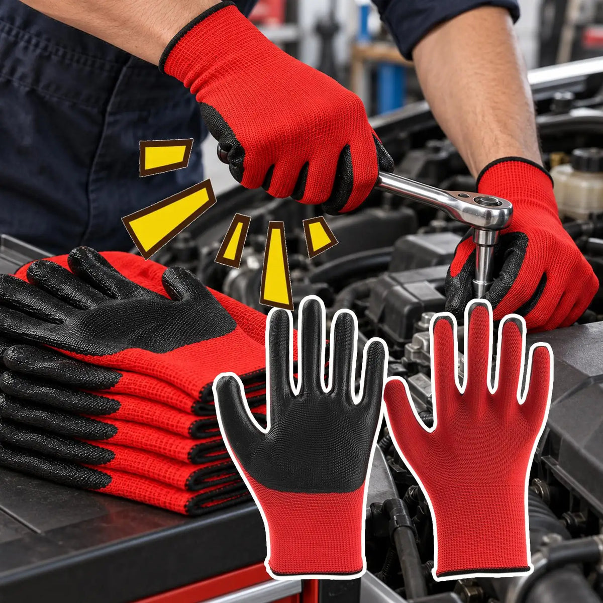 Anti Slip Wear-resistant Work Gloves Thick Latex Safety Work Gloves Palm Coated Gloves Gardening Mechanics Gardening Work Gloves