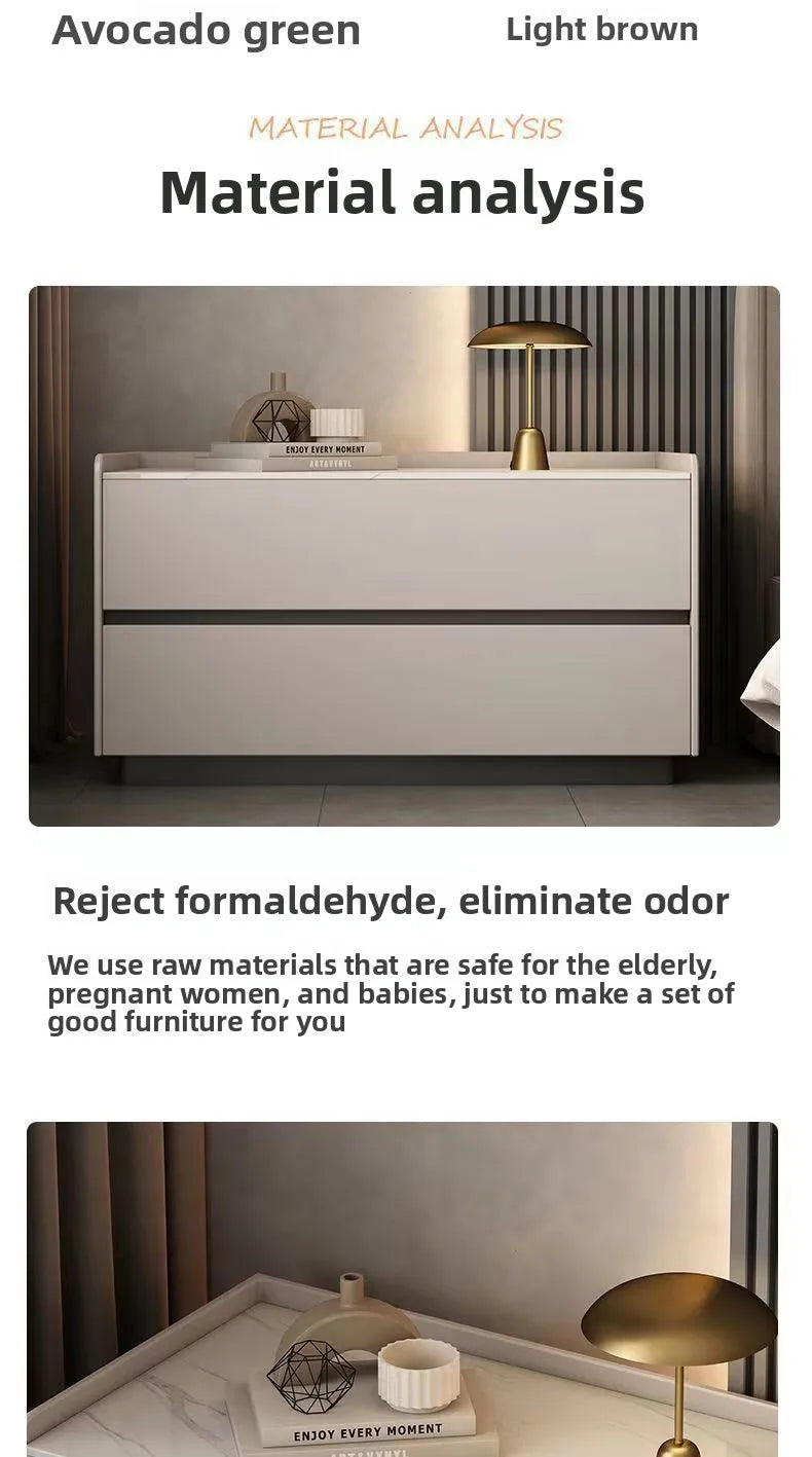 Solid Wood Nightstand No Assembly Large Drawer Hidden Handles Rounded Corners Safe Eco-Friendly Bedroom Furniture