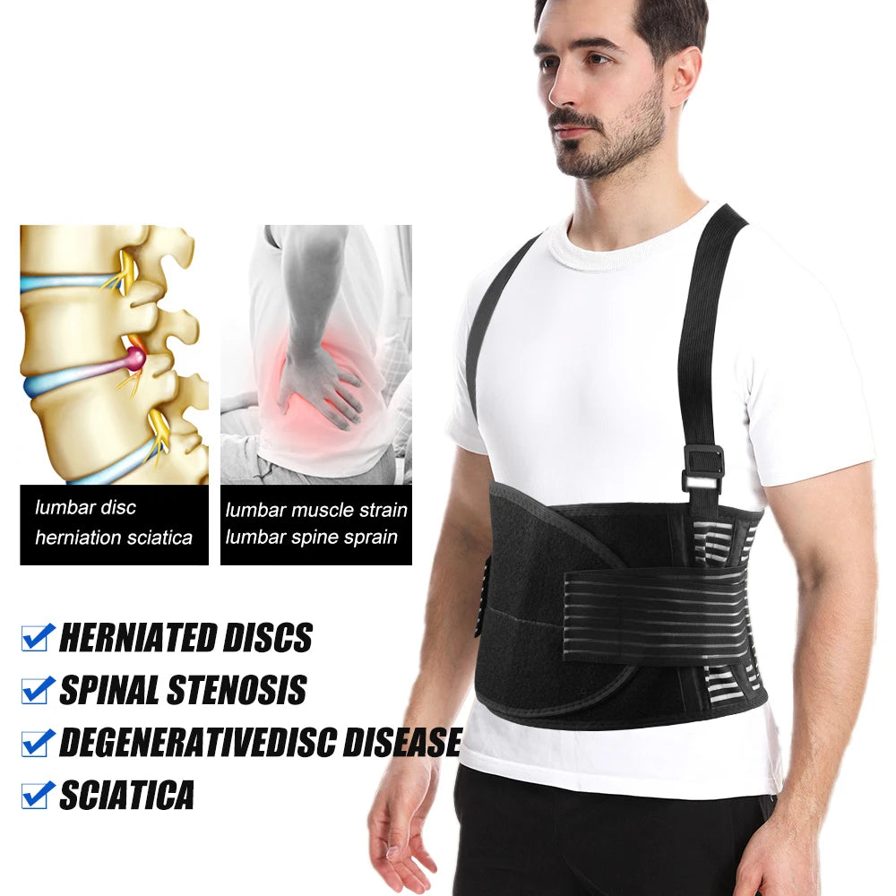 1PC Heavy-Duty Back Brace for Men & Women – Lower Back Support for Lifting, Pain Relief, and Posture Correction – Ideal for Work