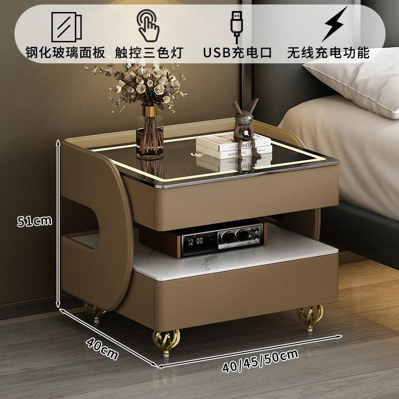 Modern Designer Nightstands With Lock Minimalist Premium Aesthetic Bedside Table Metal Legs Glamour Table De Nuit Furnitures