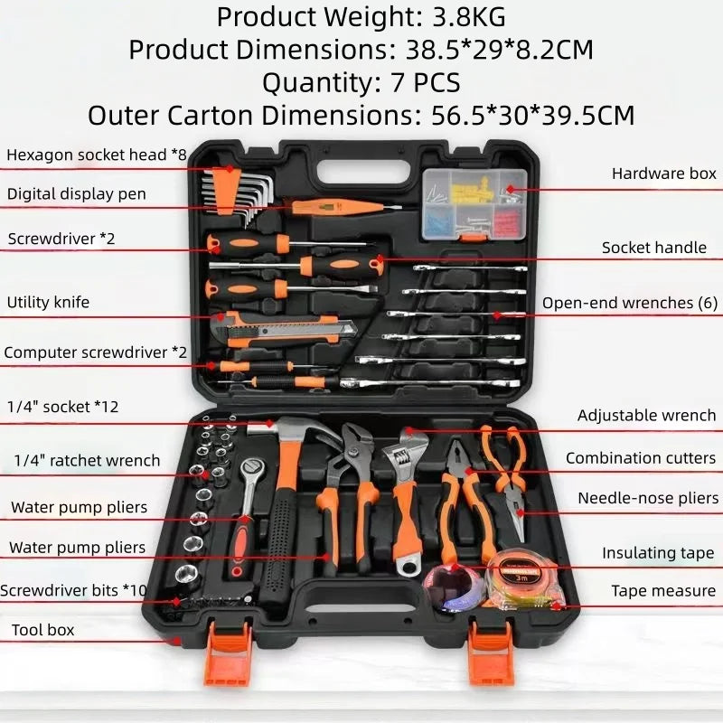 High-quality Wholesale Of Household Hardware Tool Set Electrician Repair Tool Box Multi-function Combination Tool Set
