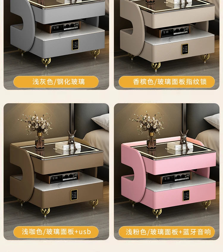 Modern Designer Nightstands With Lock Minimalist Premium Aesthetic Bedside Table Metal Legs Glamour Table De Nuit Furnitures