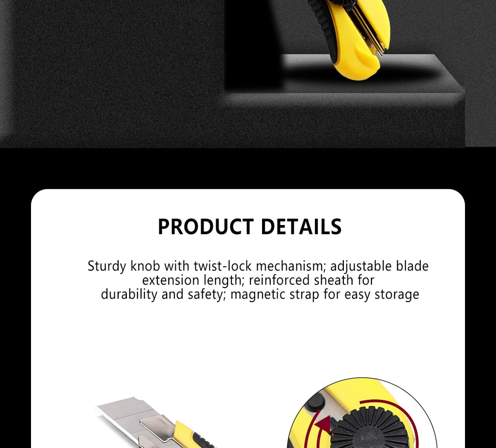 25mm Utility Knife SK5 Stainless Steel Blade Retractable Knife Box Cutter Snap-off Pocket Utility Knives DIY Art Outdoor TOVIA