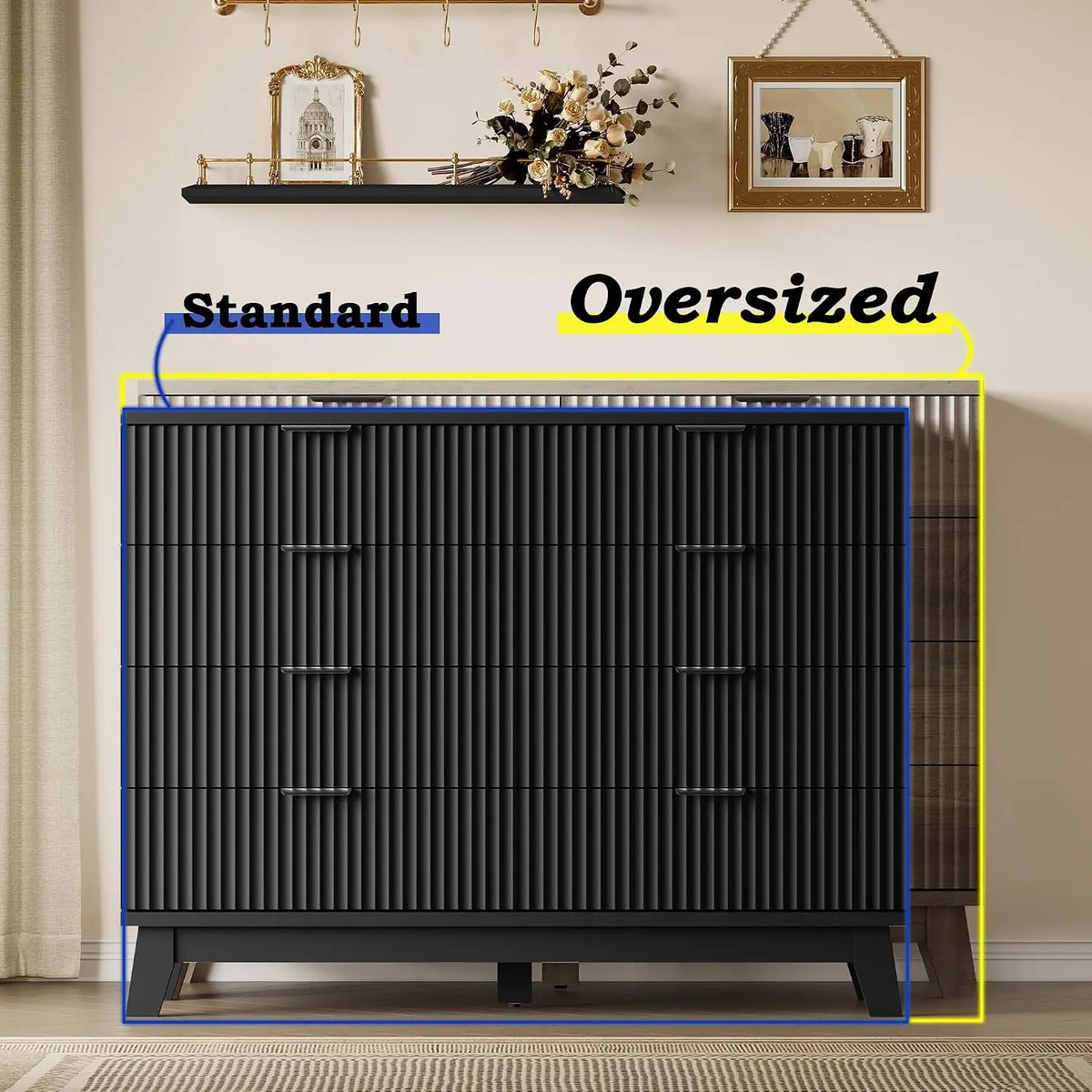 53" 8-Drawer Dresser, Modern Wood Highboy With Metal Slides & Handles, Anti-Tip Kit, Storage For Bedroom Closet, Customized