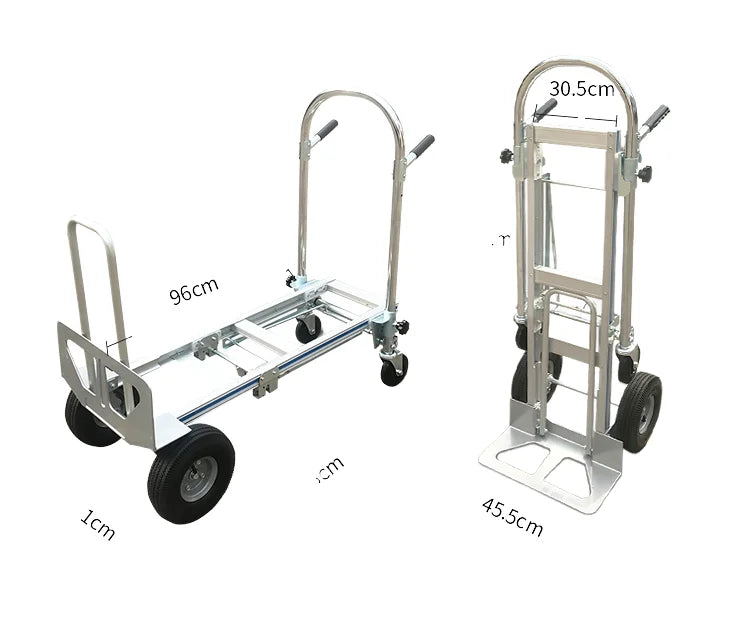 Heavy Duty Foldable Steel Hand Truck 300kg Industrial Storage Tools Transportation Garden Cart Platform Trolley Rubber
