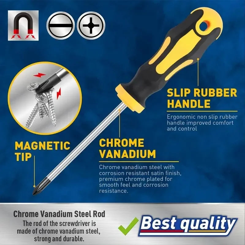Upgraded Professional Screwdriver Set with Magnetic Bit Holder, Includes Slotted, Phillips, Hexagonal, Torx, and Precision Tools