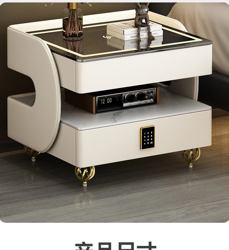 Modern Designer Nightstands With Lock Minimalist Premium Aesthetic Bedside Table Metal Legs Glamour Table De Nuit Furnitures