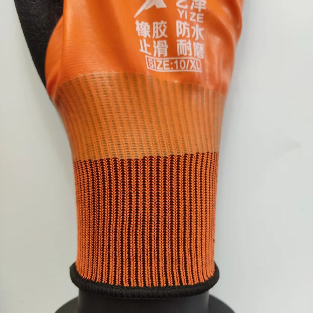 1 Pair Work Gloves Waterproof Rubber Non-Slip Double Coated Wear-Resistant Safety Gloves Construction Gardening Mechanics