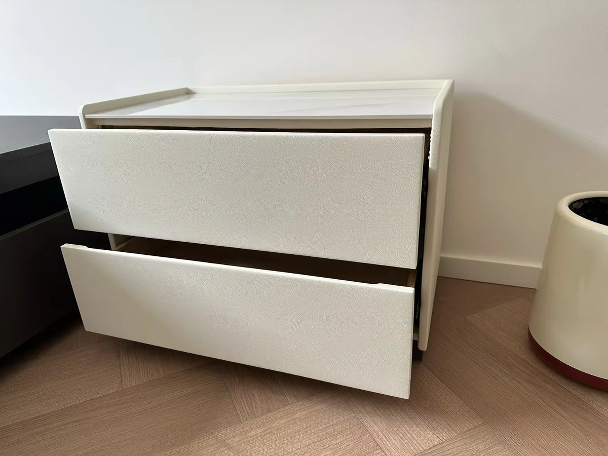 Solid Wood Nightstand No Assembly Large Drawer Hidden Handles Rounded Corners Safe Eco-Friendly Bedroom Furniture
