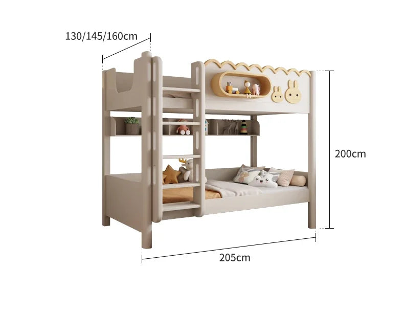 135x190cm Modern Bunk Full Size Bed Full Sizebed Frame Dorm Room Essential Loftbed With Desk Loft Beds Double Home Furniture