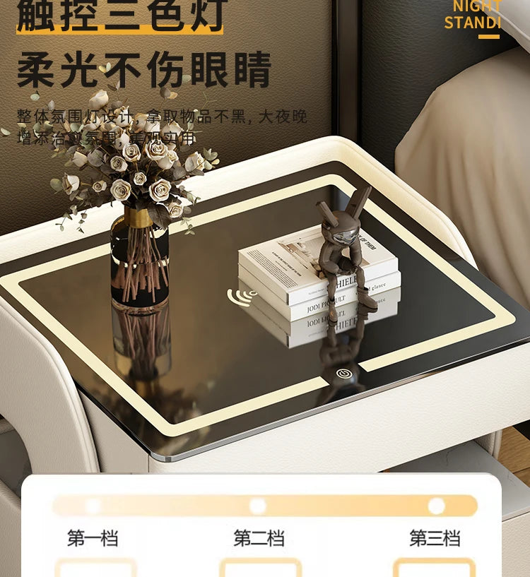 Modern Designer Nightstands With Lock Minimalist Premium Aesthetic Bedside Table Metal Legs Glamour Table De Nuit Furnitures