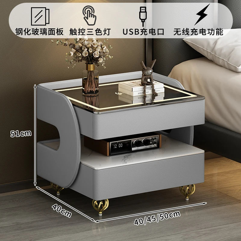 Modern Designer Nightstands With Lock Minimalist Premium Aesthetic Bedside Table Metal Legs Glamour Table De Nuit Furnitures